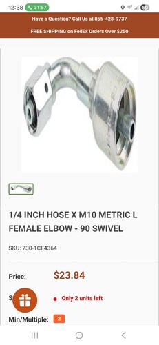 Inch hose m10 metric l - 1/4,